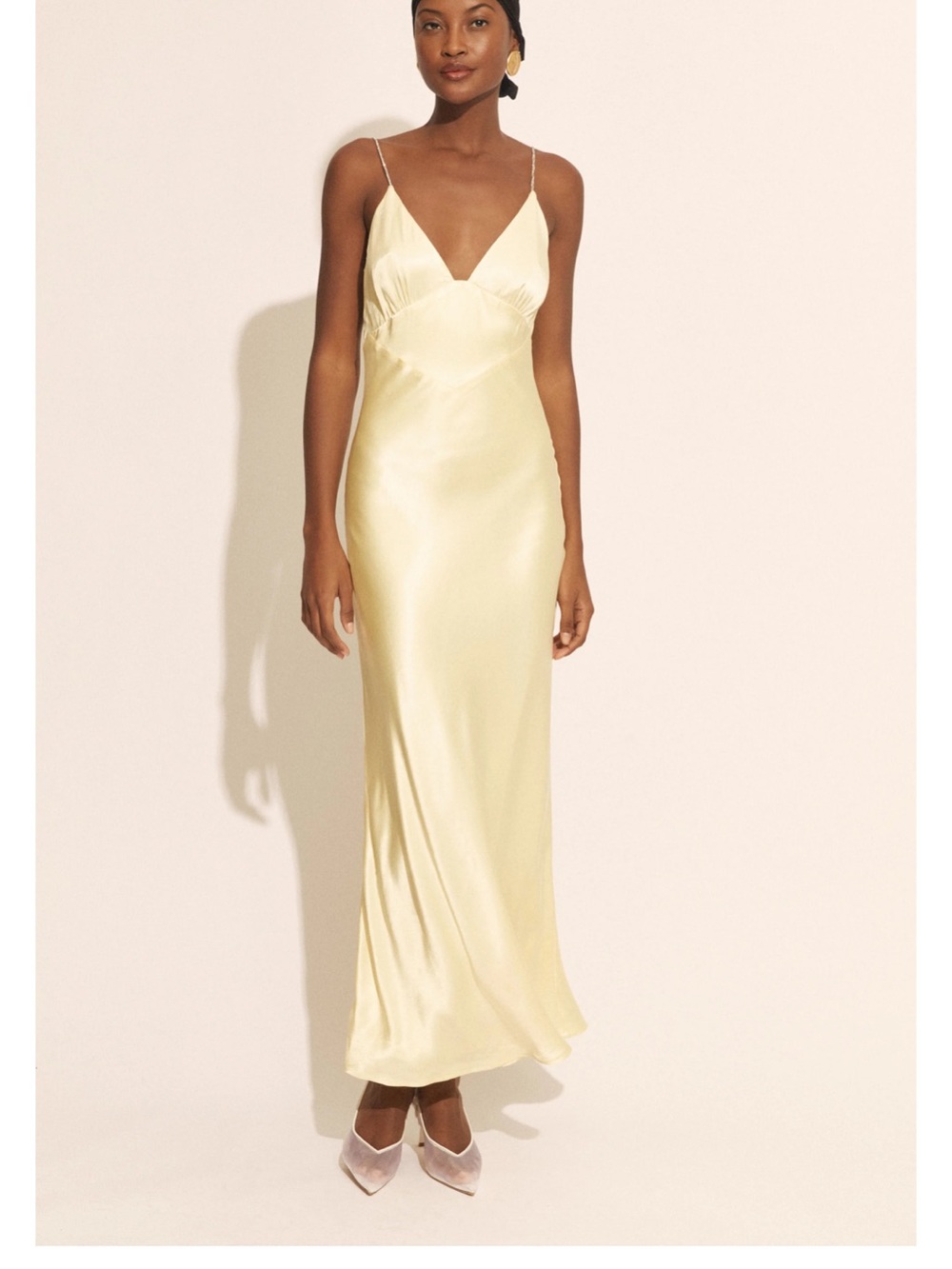 Silk Slip Maxi Dress - Pale Yellow